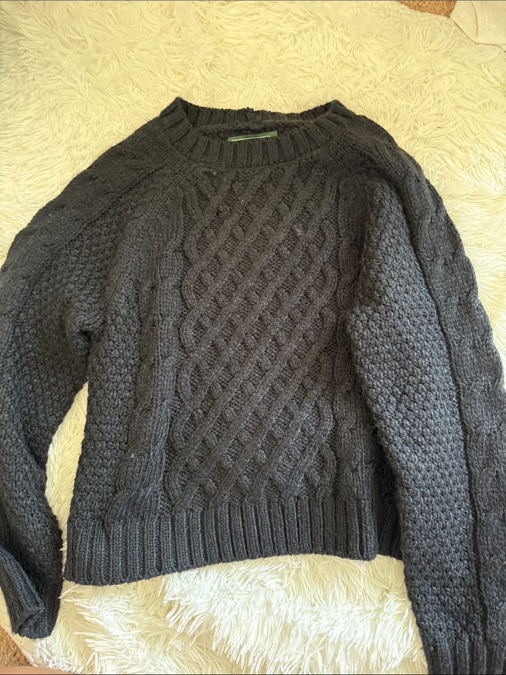 American Eagle Outfitters Dark Charcoal Textured Knit Sweater